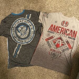 American Fighter Men M Short Sleeve Bundle, Gray, Charcoal & Blue Accents
